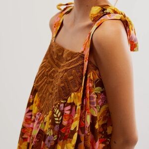 Free People Bali Moroccan Floral Lace Detail Top